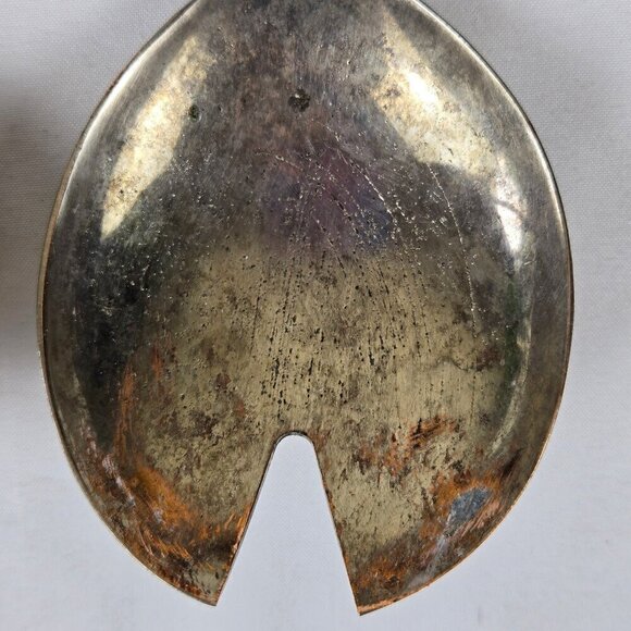 Vintage Silea Silver Plate Salad Servers Tassel Look Handles Heavy Weight - Picture 6 of 9